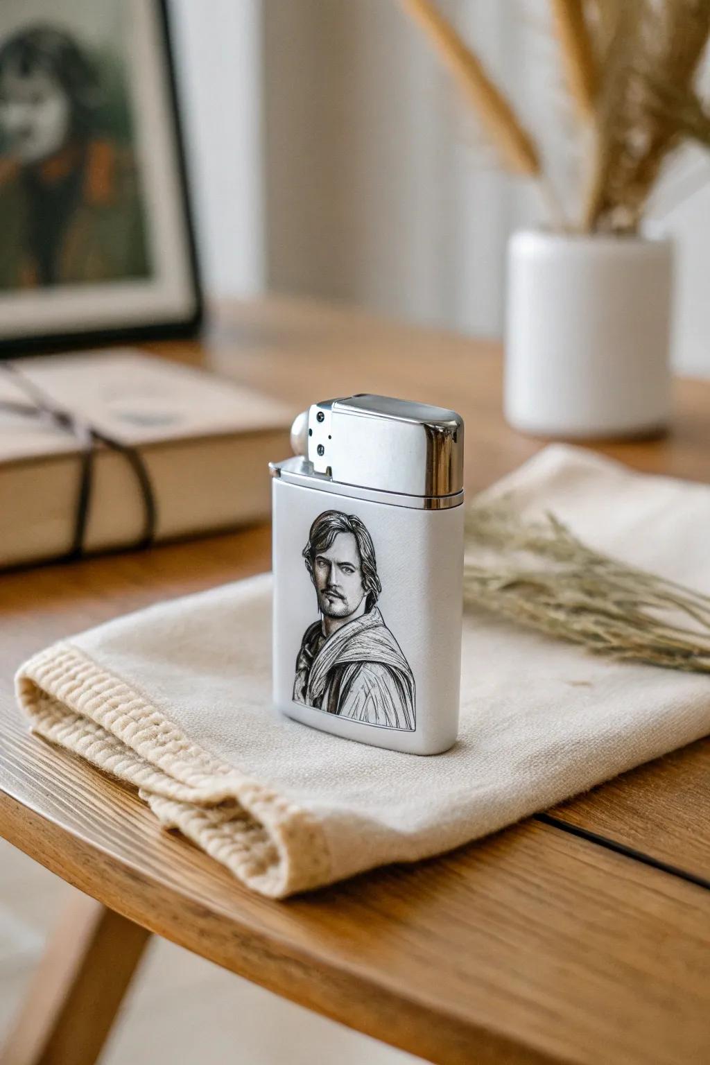 Light up your love for pop culture with this artfully painted lighter—where minimalism meets your favorite stories.