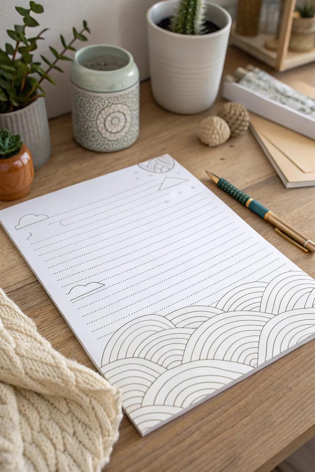 Transform straight lines into a serene wavy landscape, capturing the essence of minimalist beauty.