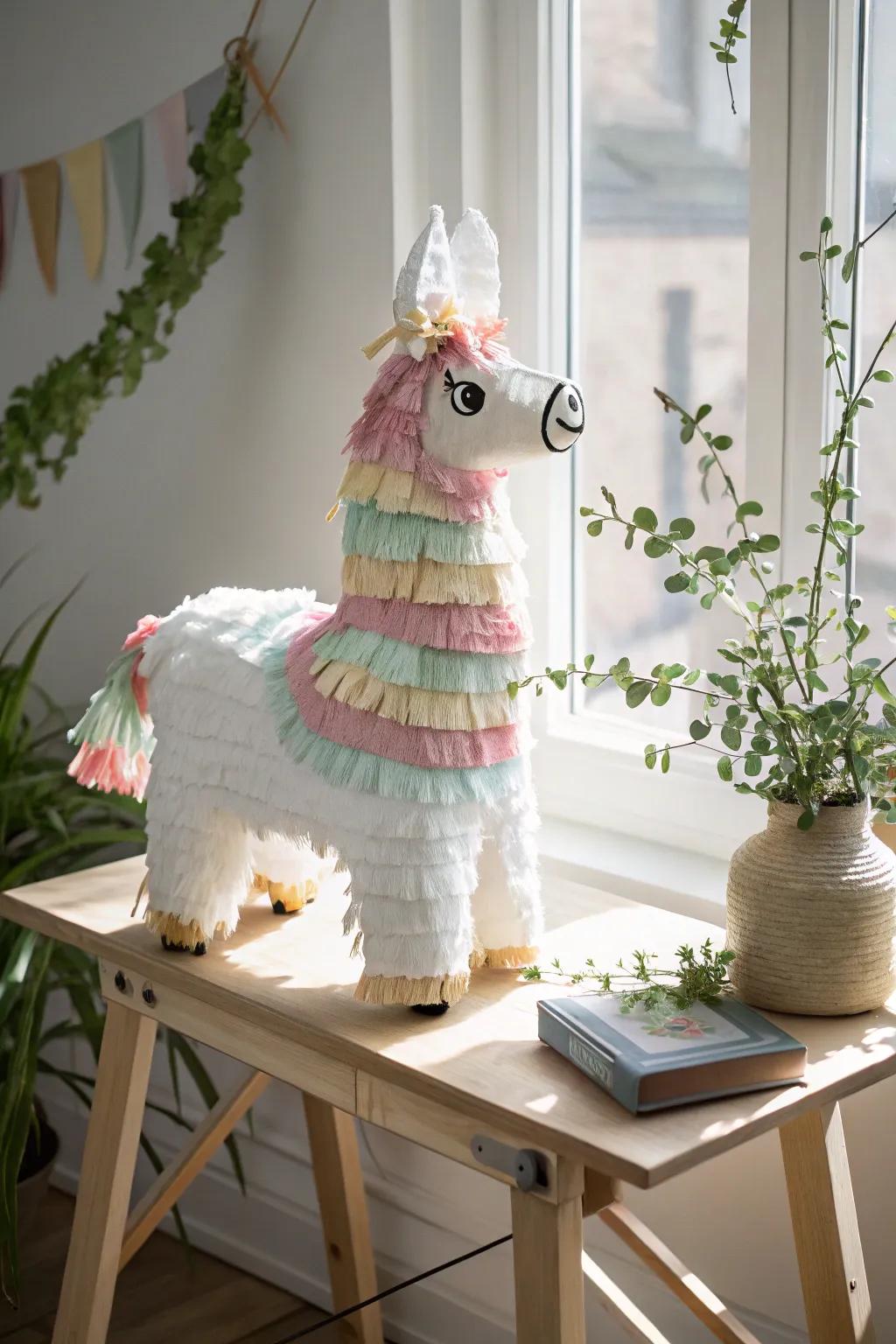 Bring joy and charm to your celebration with a handcrafted llama piñata, where minimalist design meets boho elegance.
