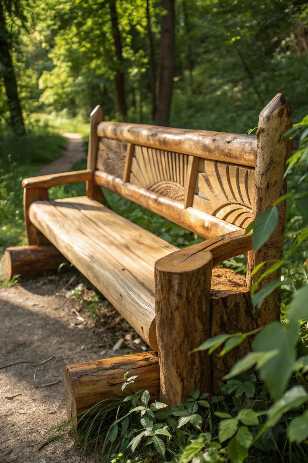 Embrace the raw elegance of nature with a log bench that speaks volumes in simplicity and style.