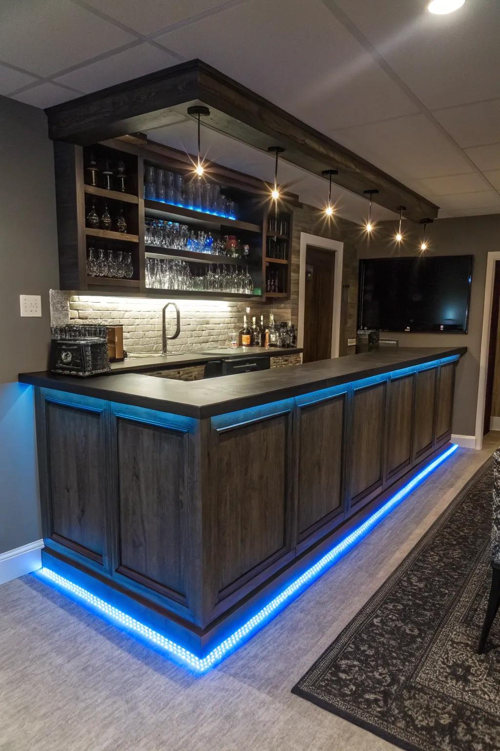 Transform your man cave with budget-friendly LED strip lighting for a sleek, modern vibe.