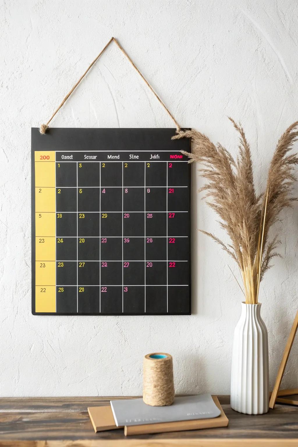 Transform your calendar into a vibrant work of art with colorful highlights!