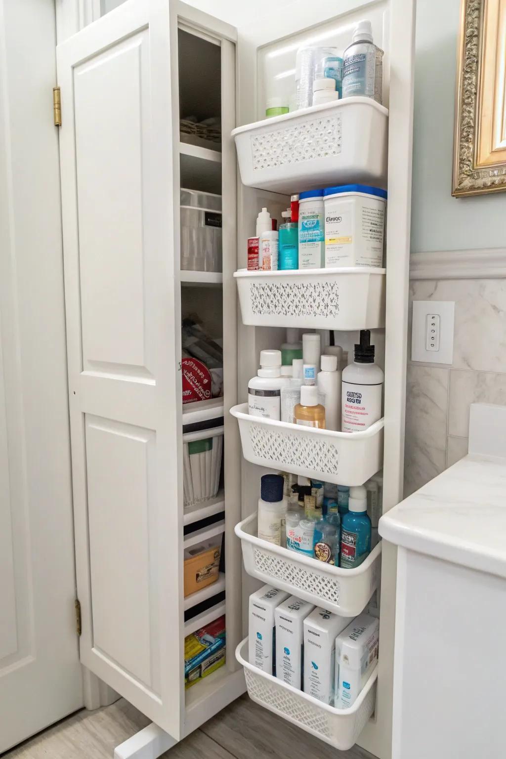 Maximize storage by utilizing vertical space with stackable solutions.