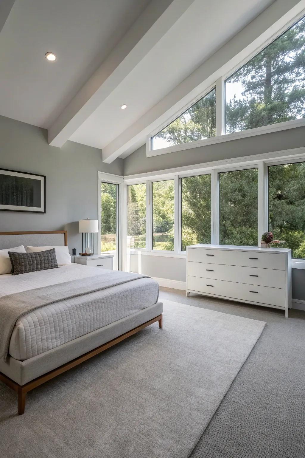 Modern furniture adds a contemporary touch to this guest bedroom.