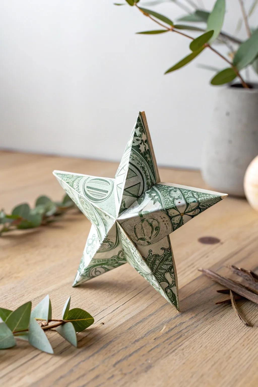 Transform your space with a touch of whimsy and elegance: the Dollar Origami Star.