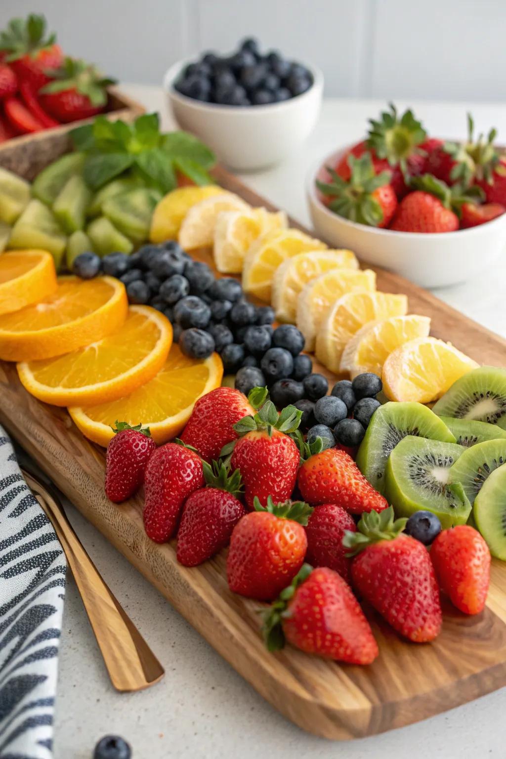 A vibrant fruit medley adds color and freshness to your board.