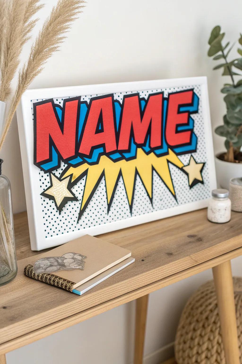Unleash your creativity with vibrant comic book name art—where simplicity meets superhero flair!