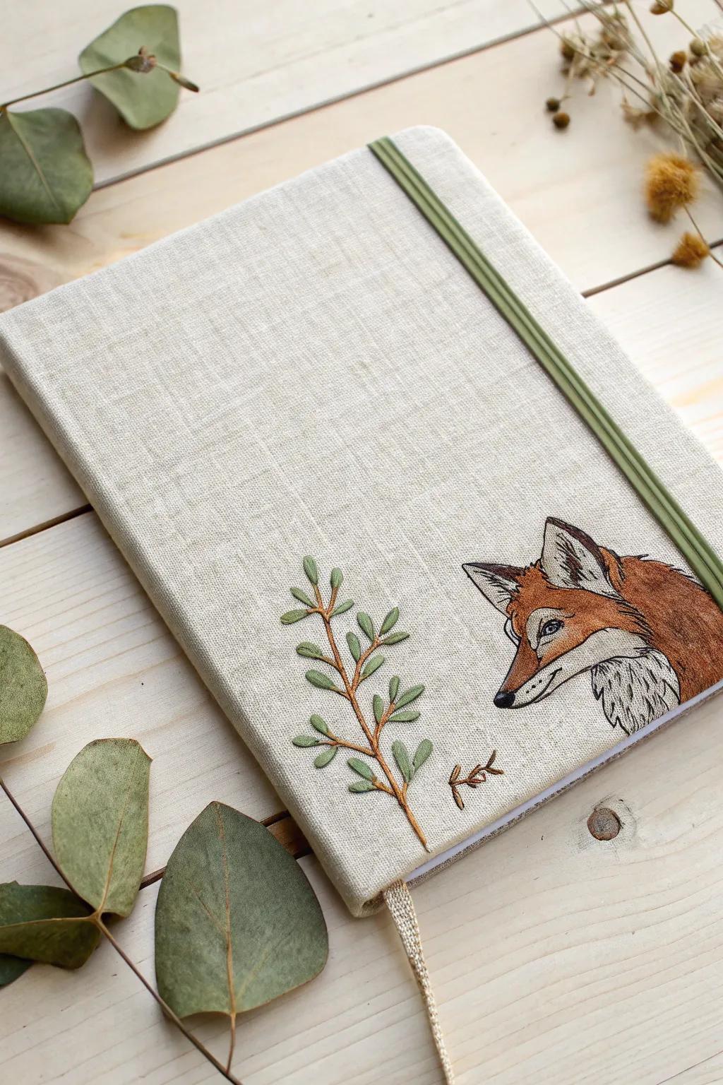 Embrace your wild side with a whimsical fox motif on a minimalist notebook cover.