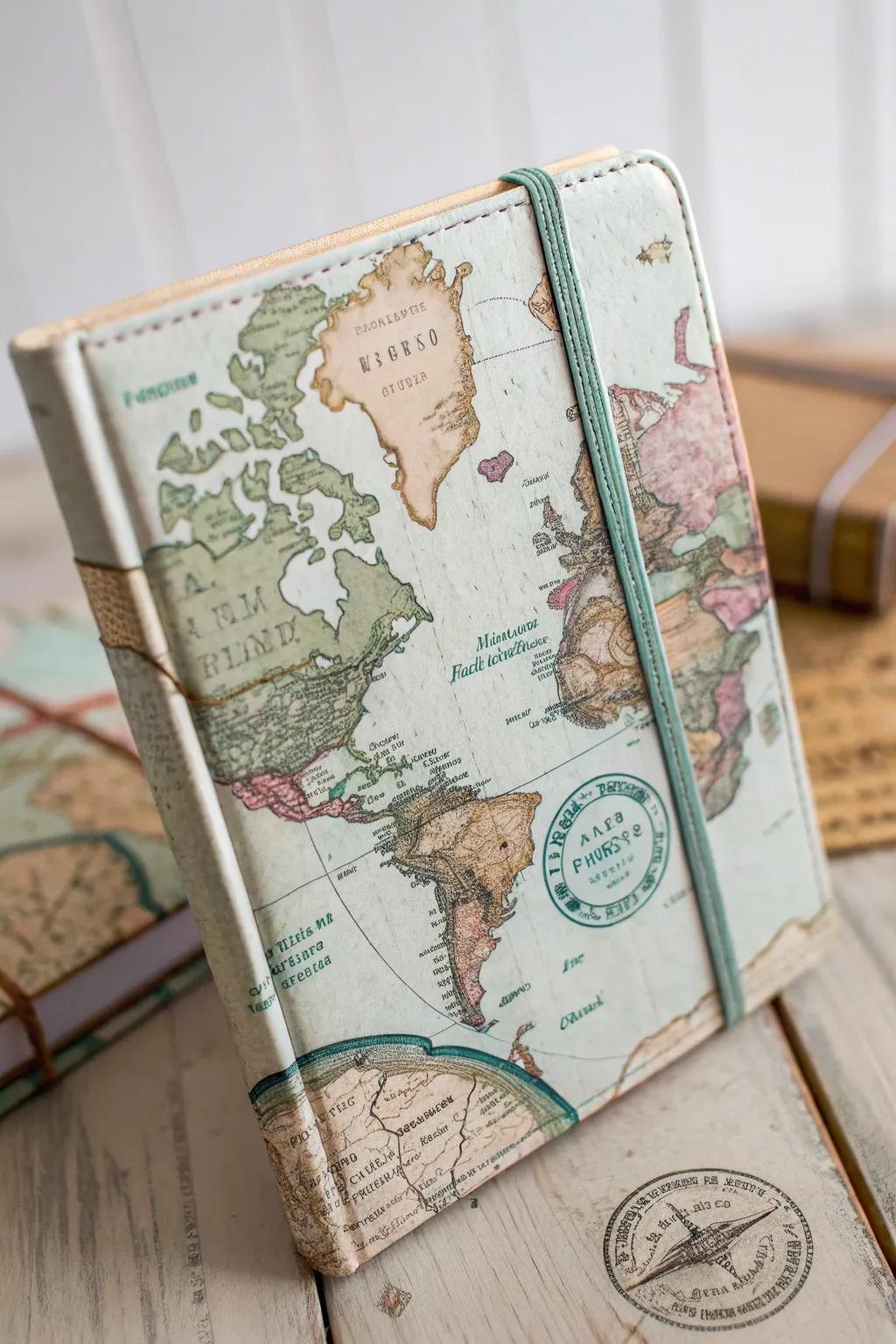 Embrace your wanderlust with this vintage travel-inspired notebook cover, perfect for capturing your dreams and adventures. 🌍📓✨
