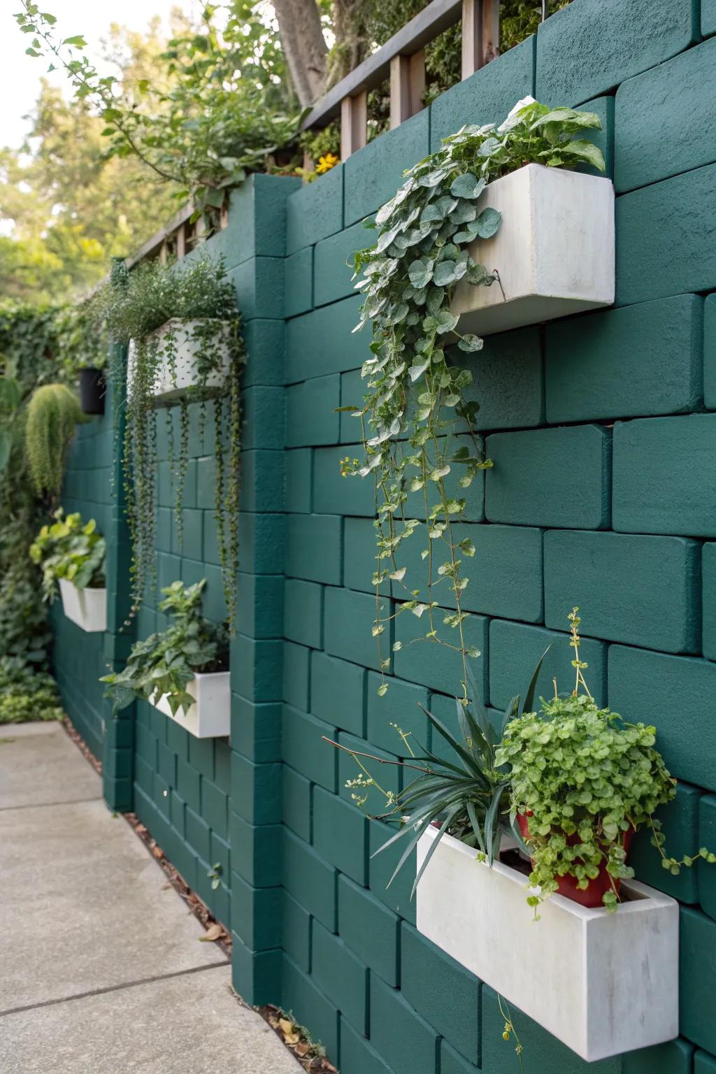 Transform your space into a serene oasis with a deep green vertical garden wall. #ScandiBohoCharm