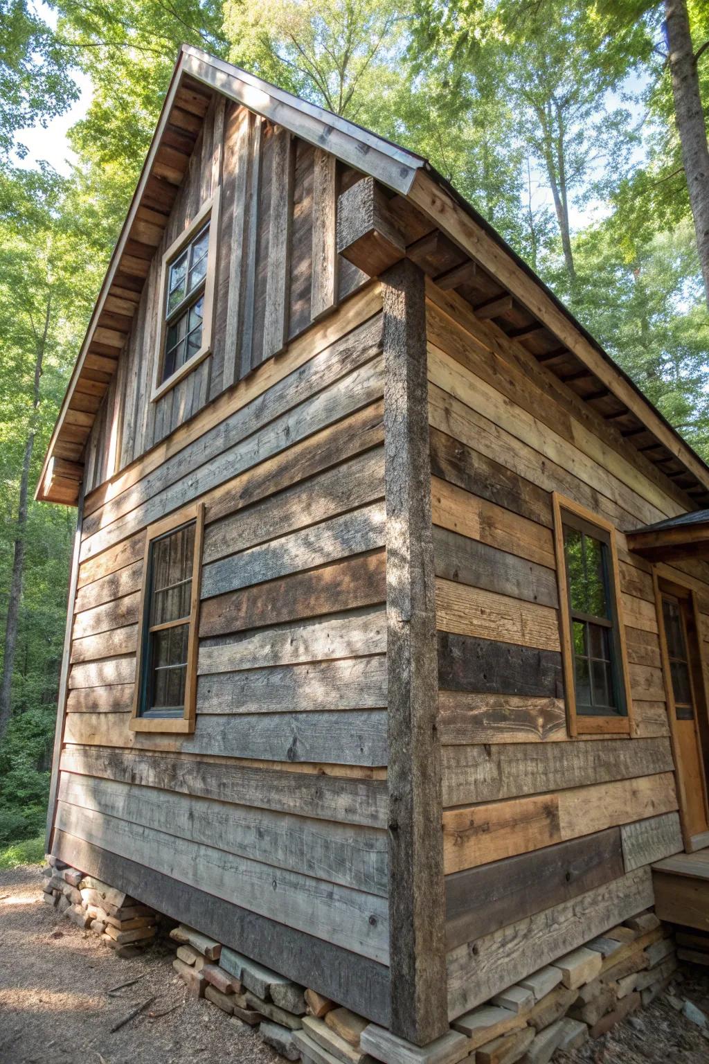 Embrace the rustic charm of pallet wood siding in your mountain retreat.