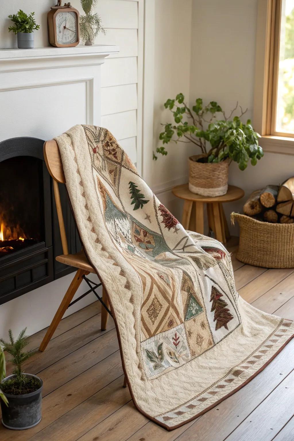 Warmth and Elegance: A Cozy Fireplace Quilt Bringing Comfort to Your Space