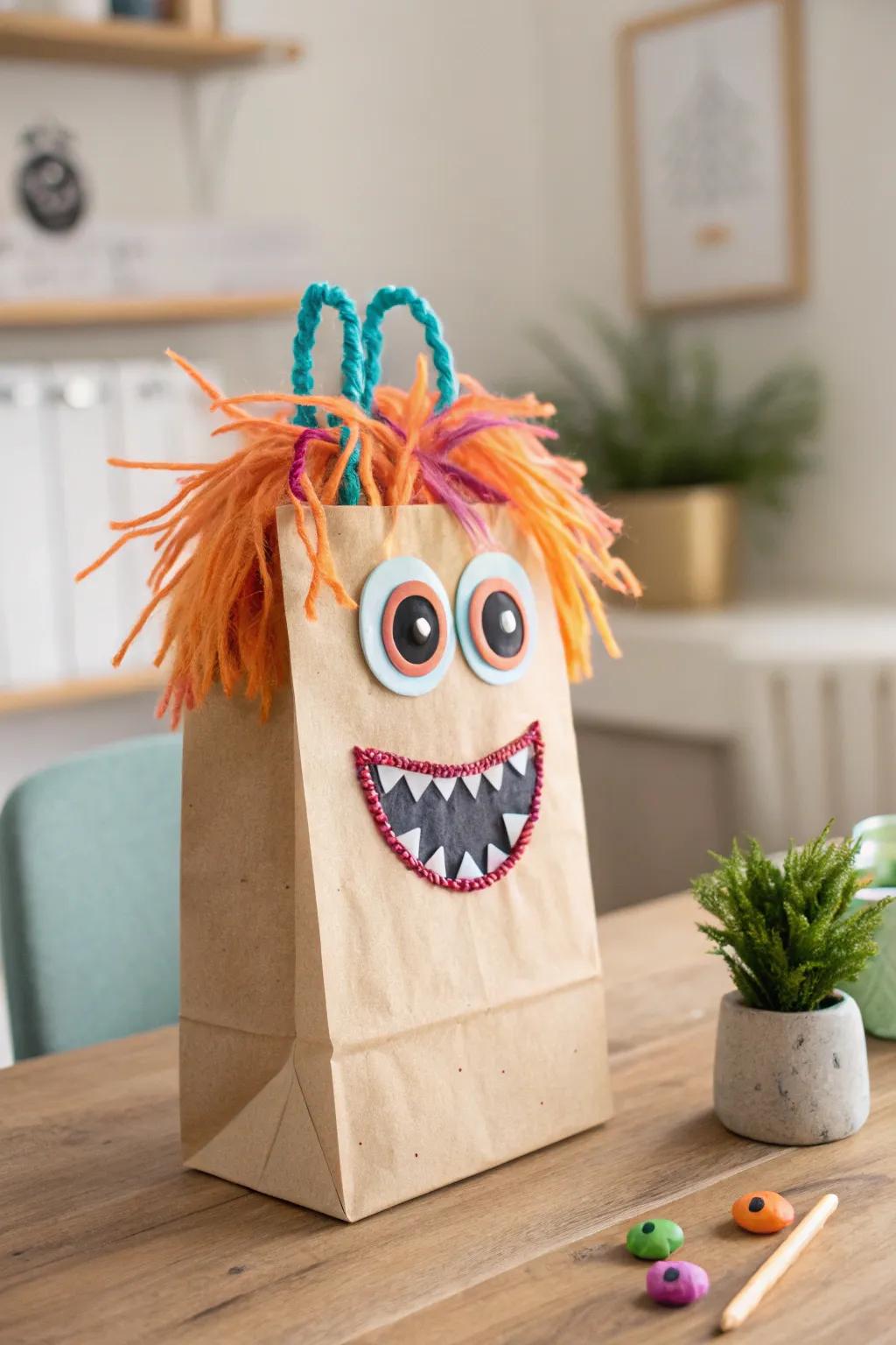 Unleash your creativity with this charming monster puppet—perfect for adding a dash of silly fun to any day!