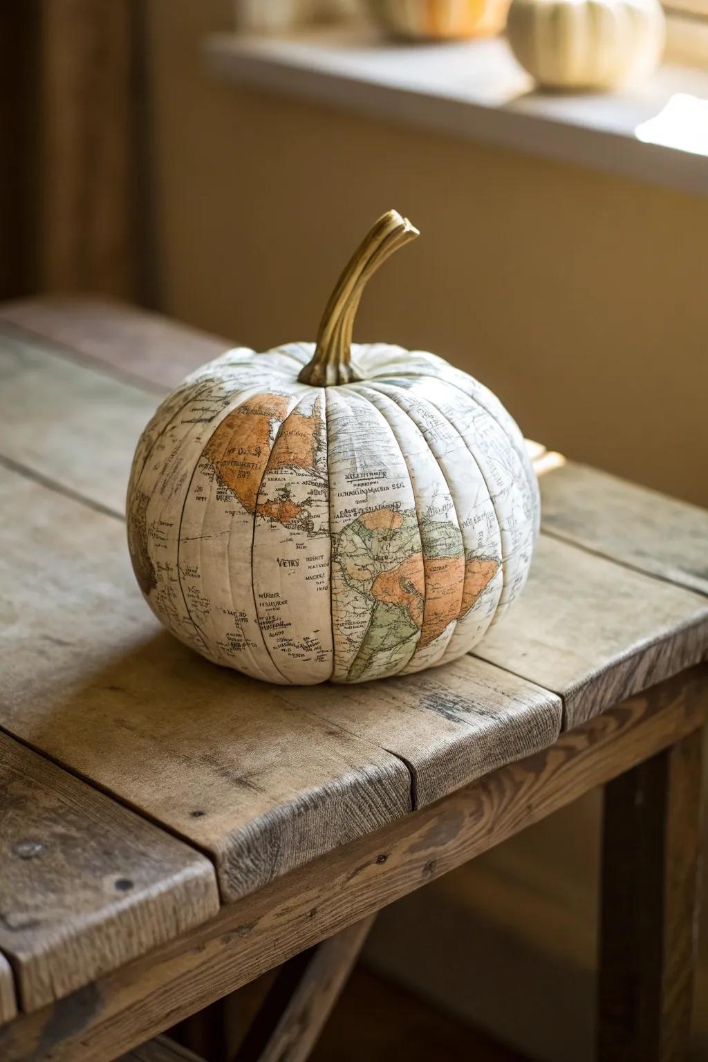 Discover the charm of decoupage with these beautifully crafted paper mache pumpkins.