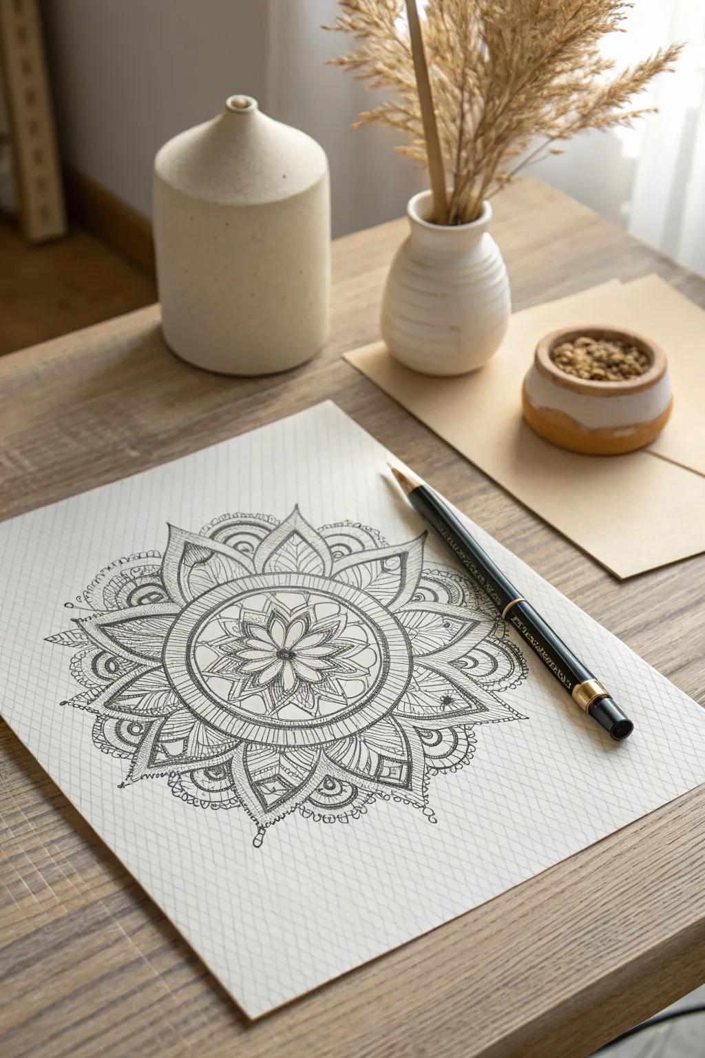 Discover the art of pattern play with pen and ink designs that blend geometric precision and organic flow.
