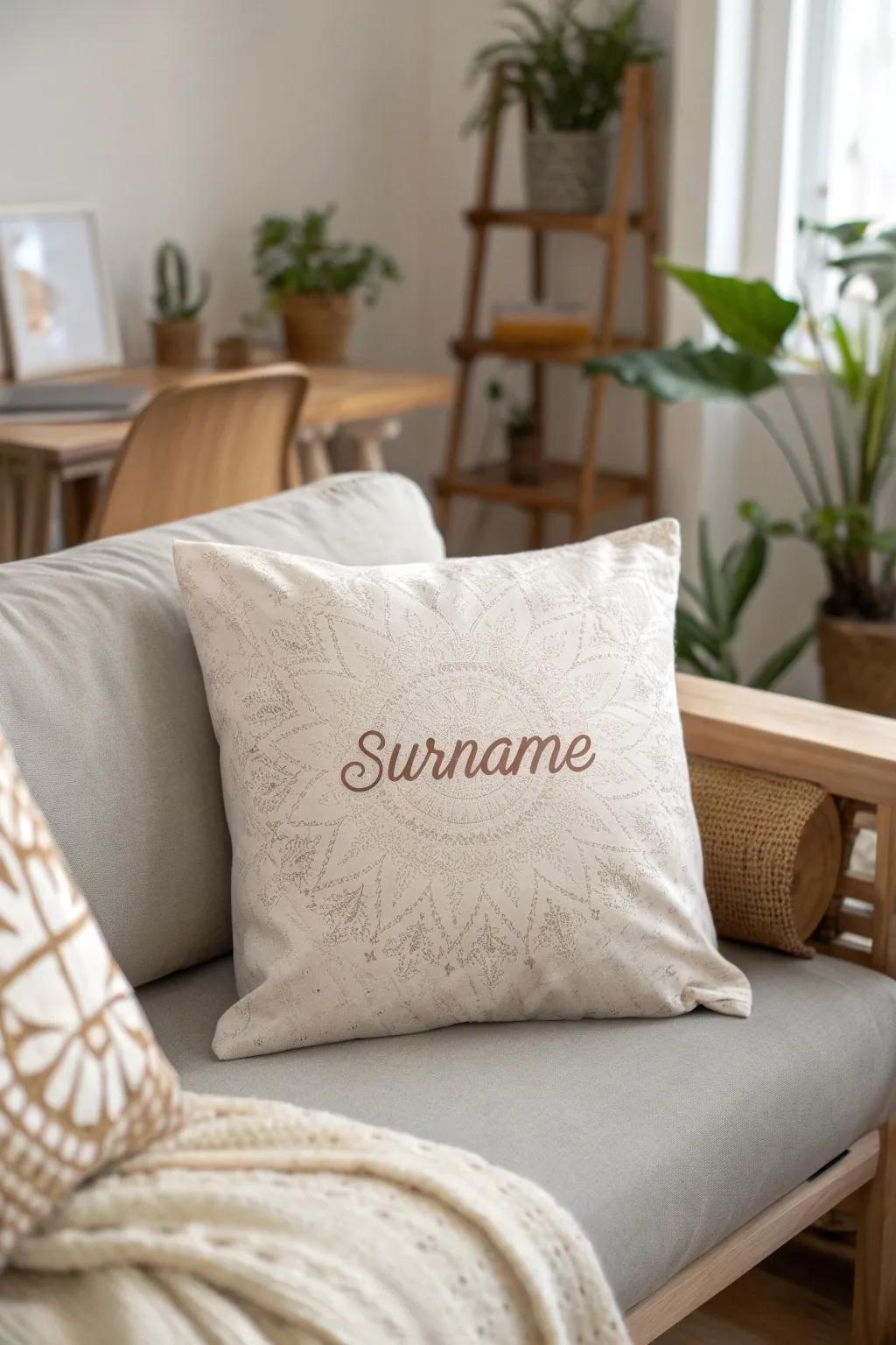 Add a personal touch to your space with a customized throw pillow, blending simplicity and style effortlessly.