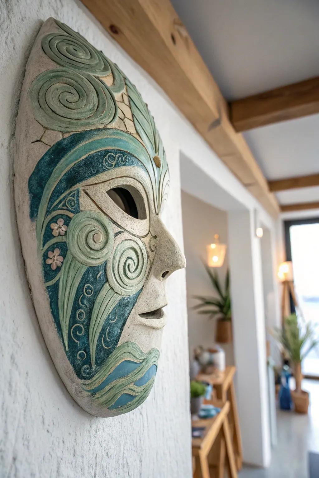 Dive into the depths of creativity with this ocean-inspired plaster mask. 🌊✨ #AbstractArtistry #ScandinavianMinimalism