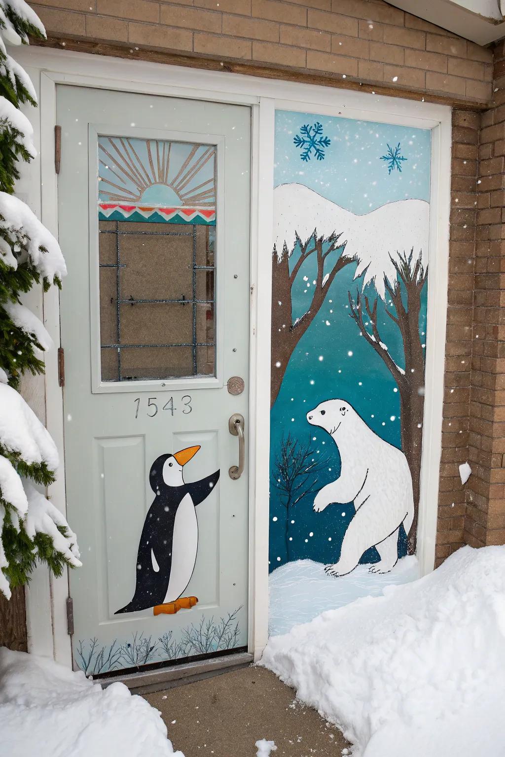 A playful duo ready to greet you with winter fun.
