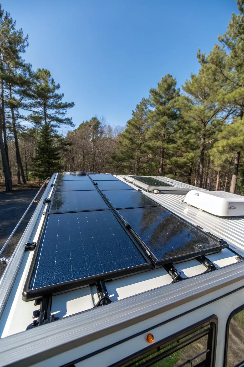 Harness the sun's power: Transform your camper with stylish solar panels for off-grid adventures.