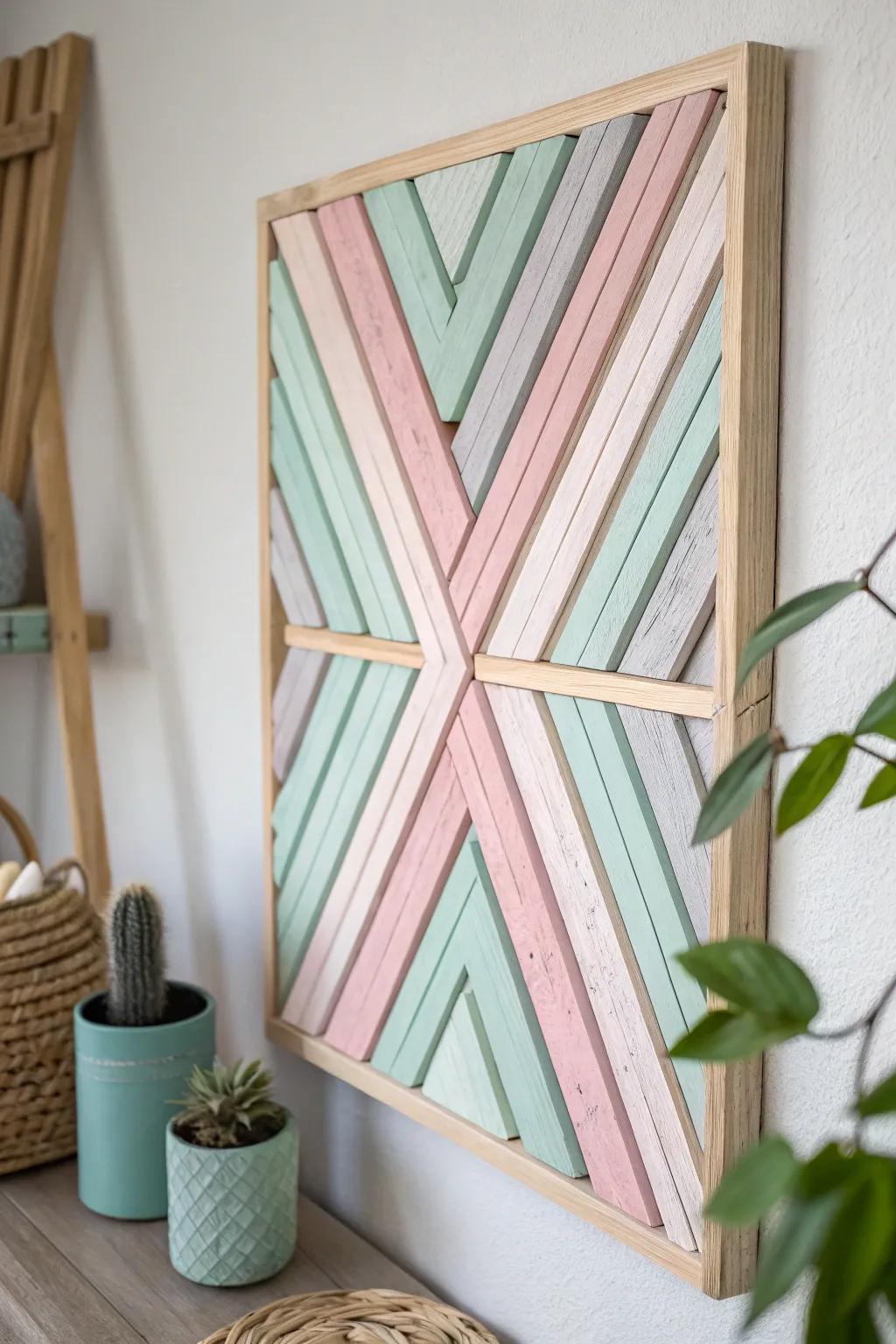 Transform simple popsicle sticks into stunning wall art that adds a touch of elegance and color to your space.