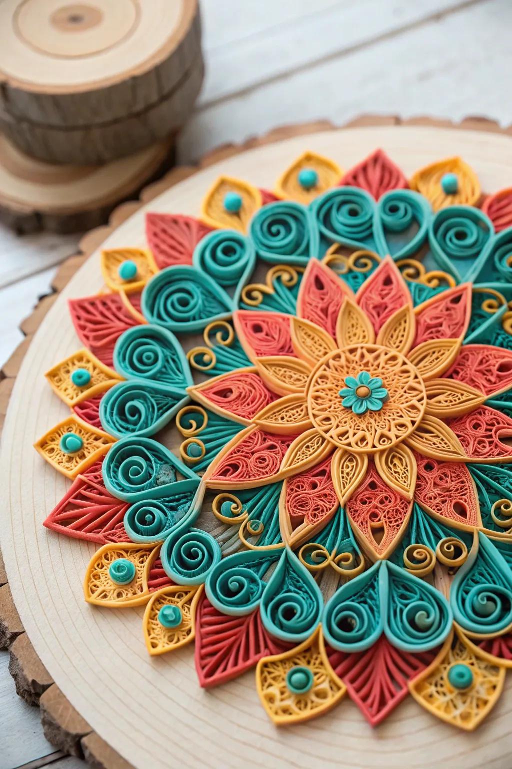 Elevate your space with the serenity of a handcrafted quilled mandala.