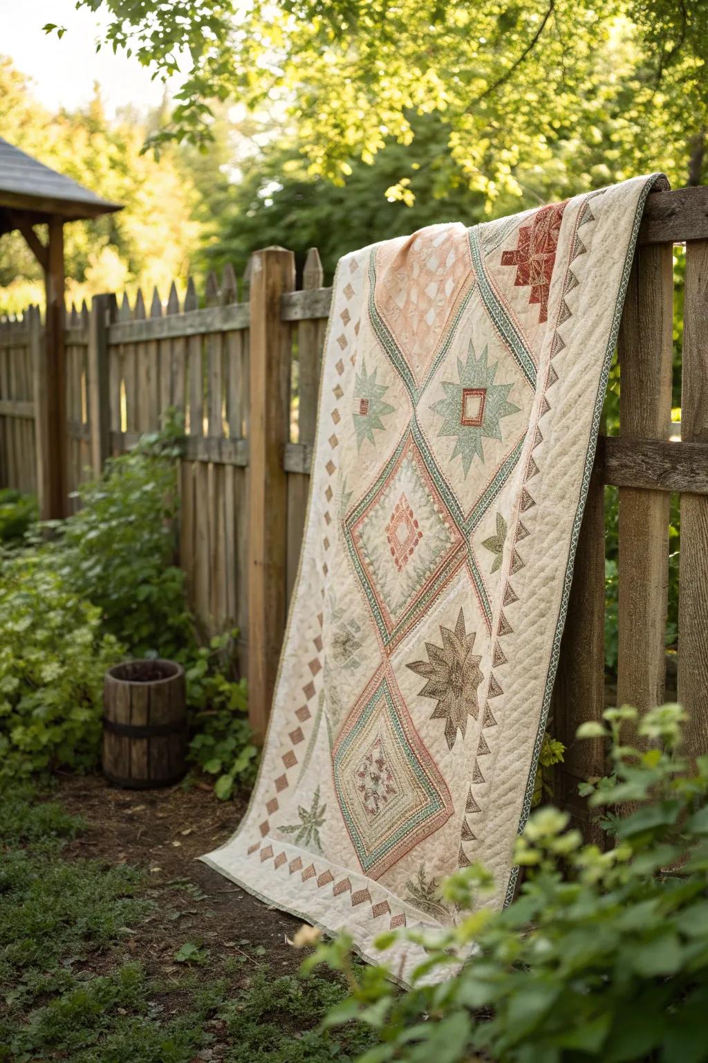 Transform your garden into a gallery with stunning quilt displays.