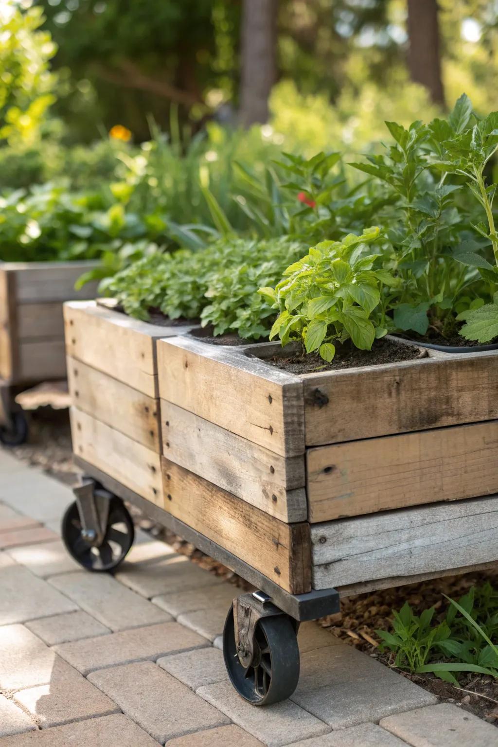 Reinvent your garden space with this Portable Pallet Planter—mobility meets style.