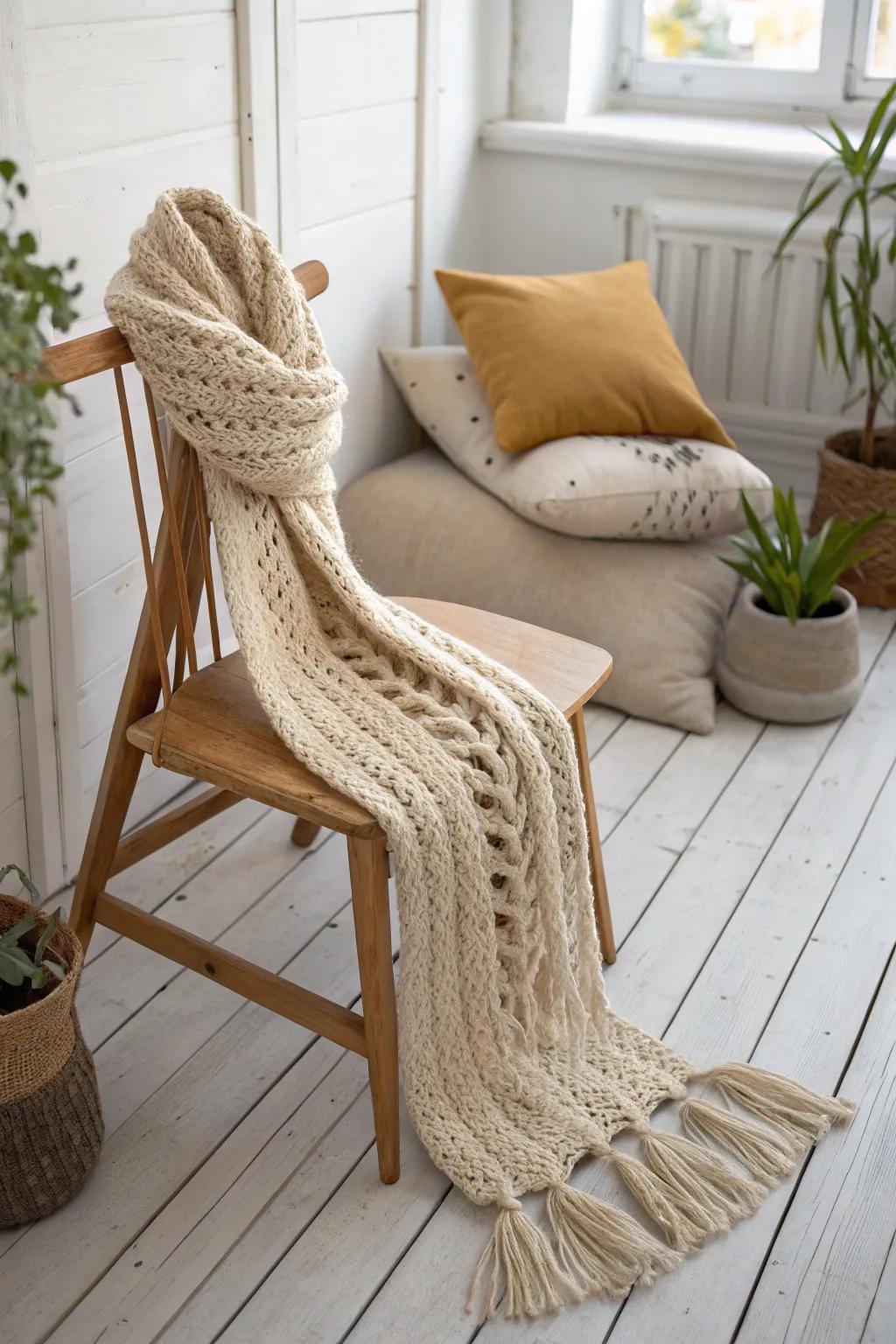 Find tranquility in the art of knitting, where simplicity meets elegance.