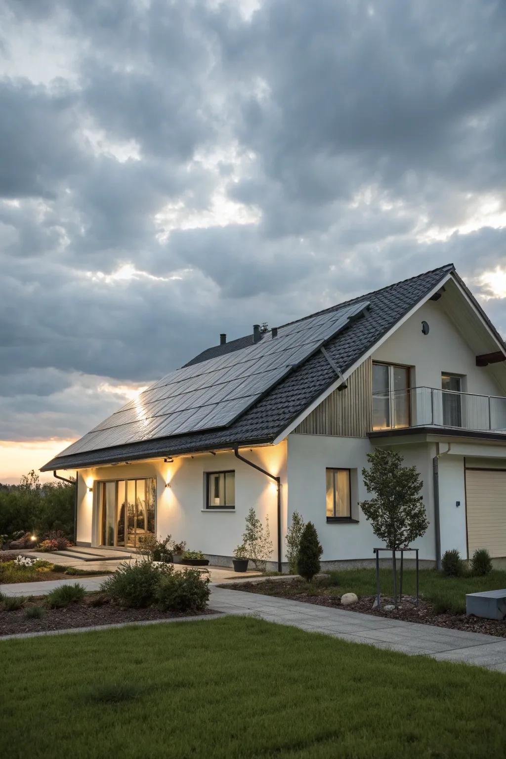Solar tiles blend energy efficiency with modern aesthetics.