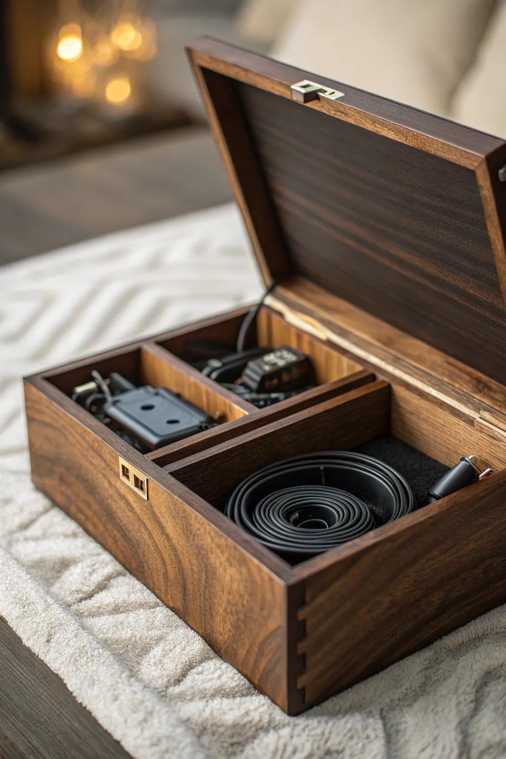 Elevate your RV organization with custom box compartments for a sleek and functional storage solution.