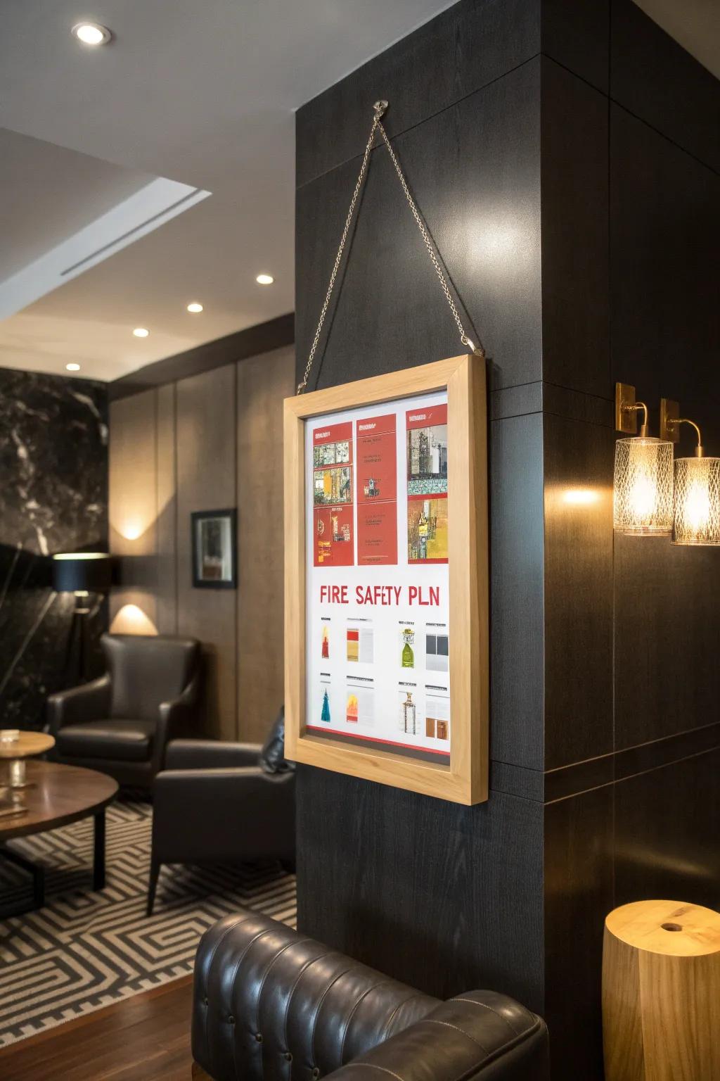 Elevate your home decor with a chic and practical fire safety plan display – where functionality meets style.