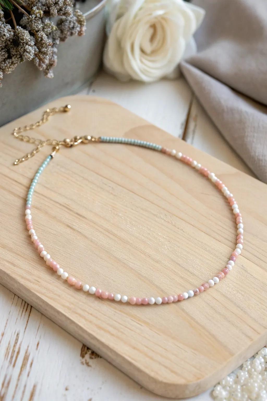 Elevate your style effortlessly with this chic seed bead choker.