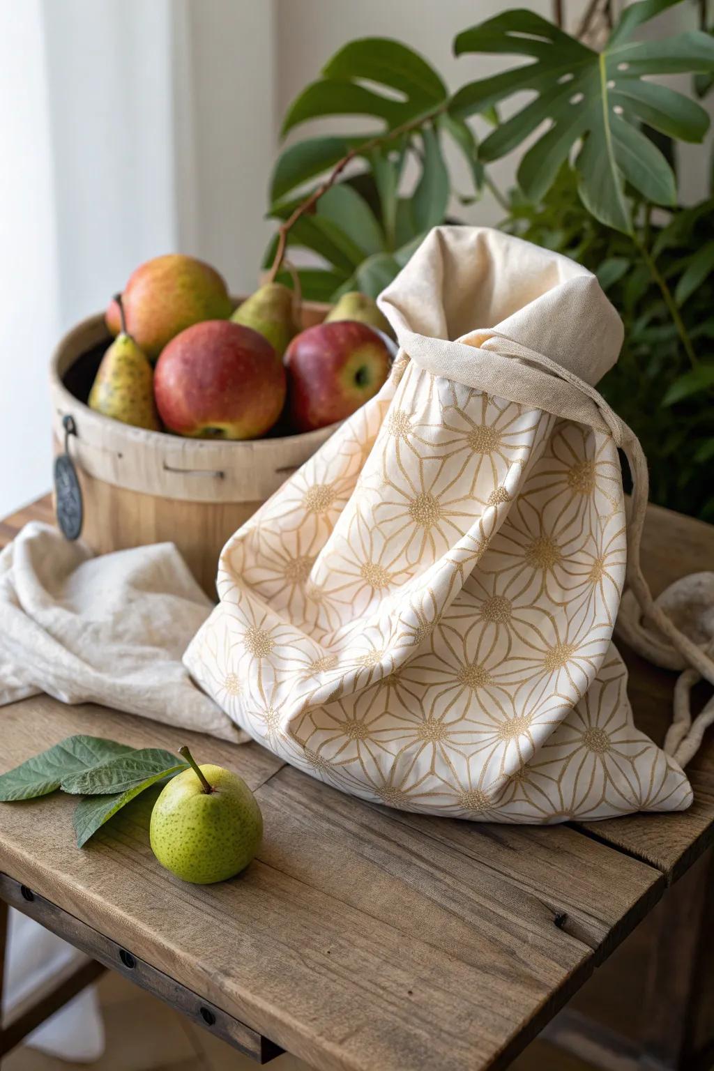 Craft your own eco-friendly produce bag for sustainable shopping in style!