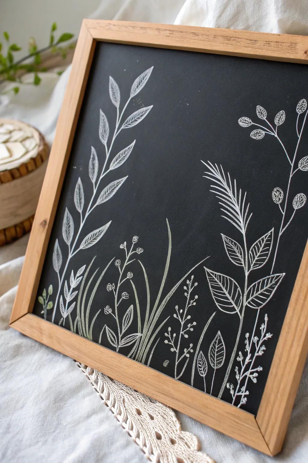 Bring the serene beauty of nature indoors with minimalist chalkboard art.