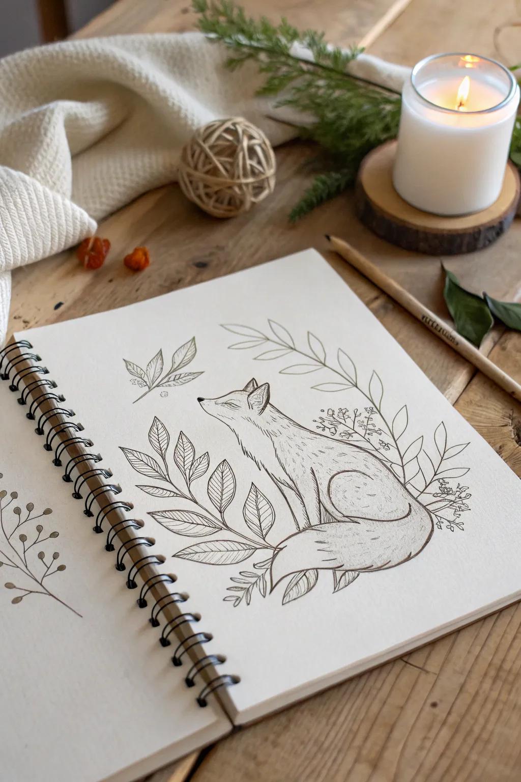 Capture the tranquility of nature through minimalist sketches. 🦊🍃 #SketchingSerenity #NatureInspiredArt