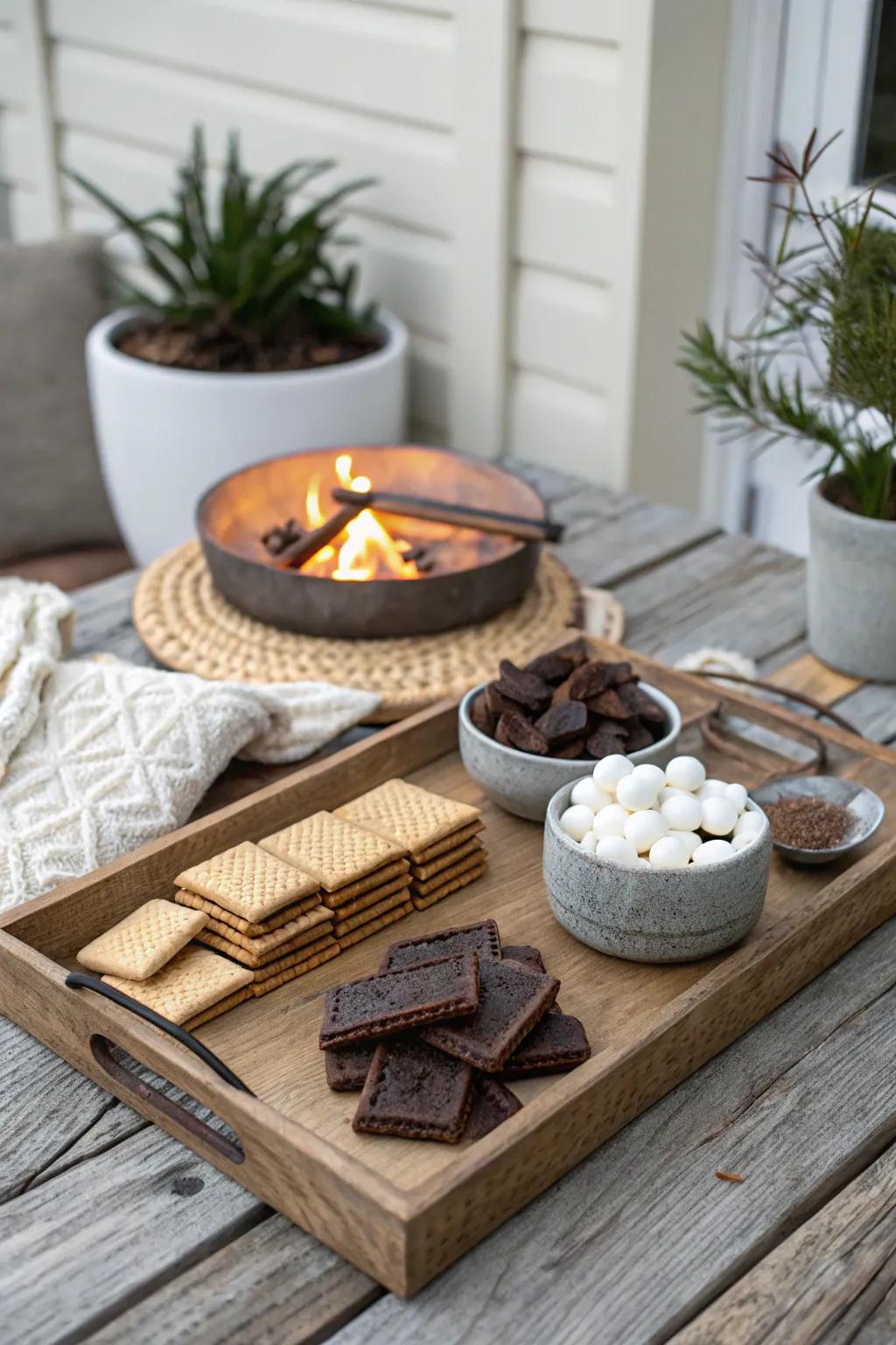 Cozy up by the fire with a perfectly curated s'mores tray — simplicity and warmth in every bite.
