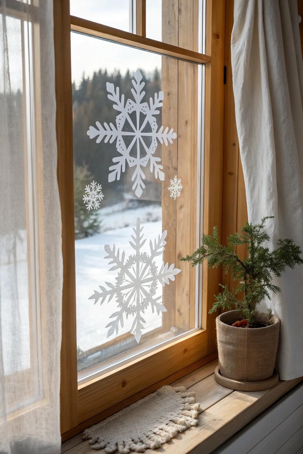 Capture winter's charm with handcrafted snowflake window clings, turning any window into a frosted wonderland.
