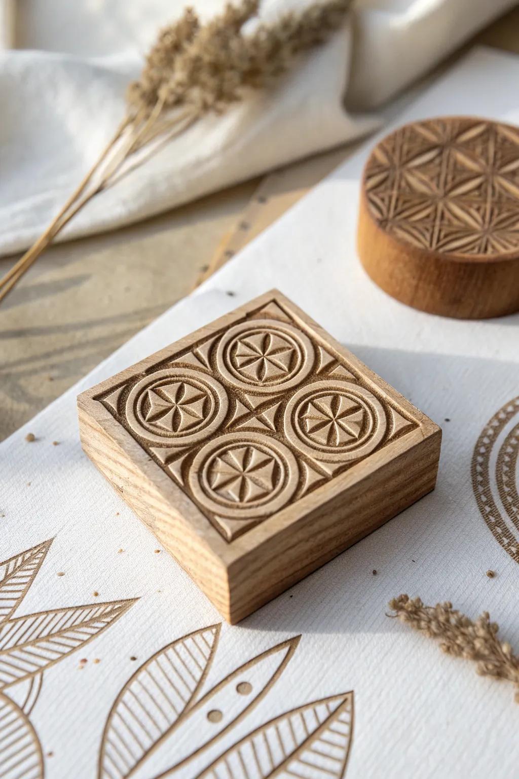 Transform simplicity into stunning abstract art with geometric stamp painting.