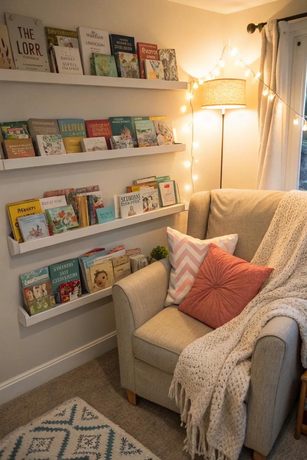 Set up a snug reading corner for bedtime stories and sweet dreams.