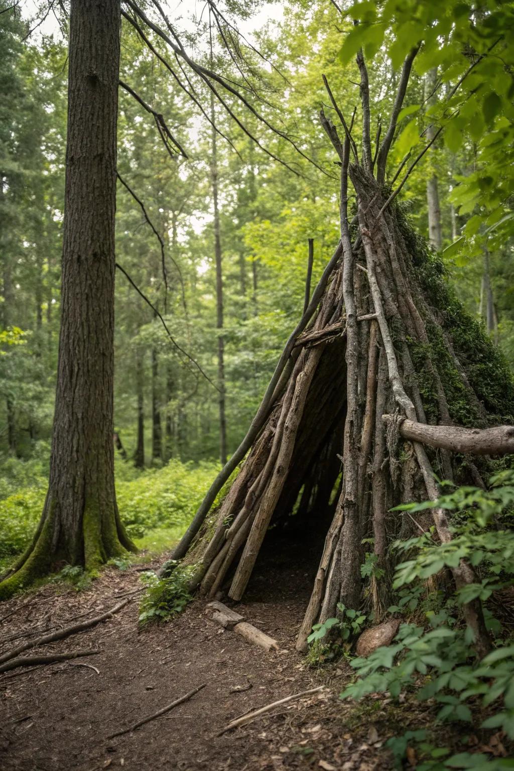Embrace the wild with the timeless elegance of an A-frame shelter.