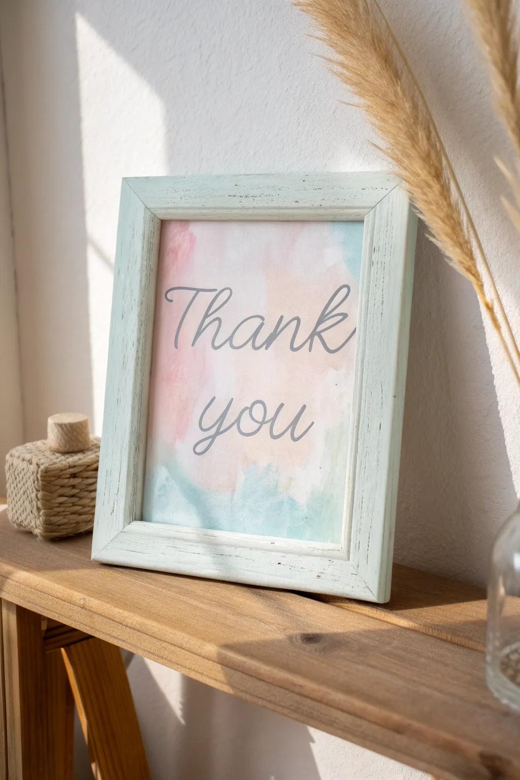 Transform your gratitude into art with a sophisticated, upcycled photo frame display.