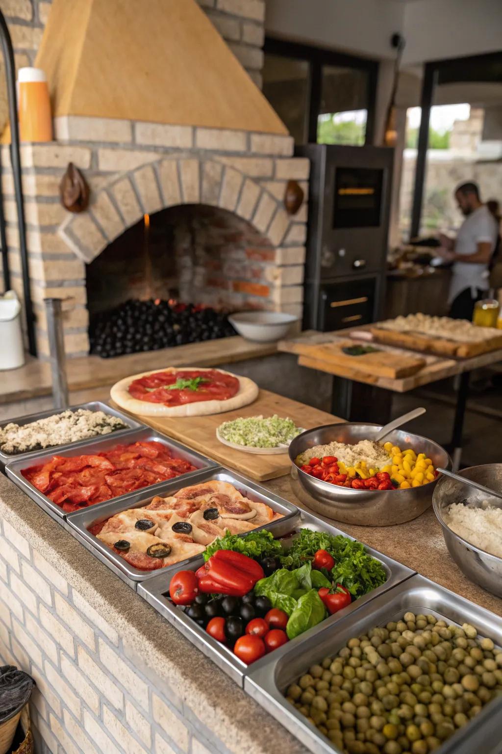 Craft your own pizza masterpiece with an array of toppings.