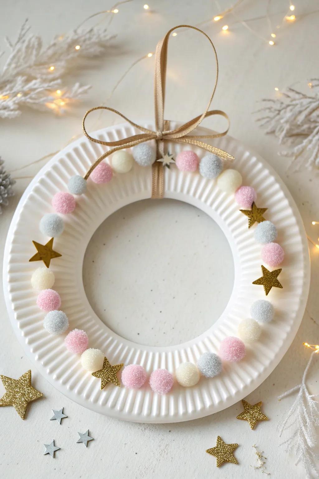 Crafting Joy: A Simple Yet Charming Paper Plate Christmas Wreath for Little Hands.