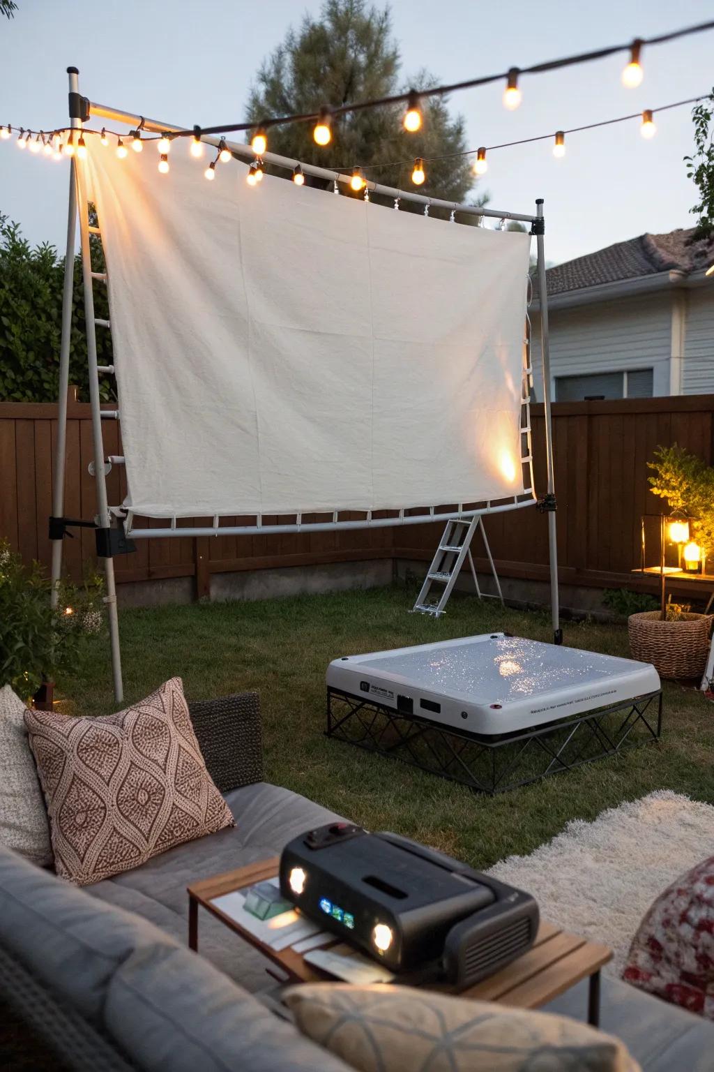Transform your trampoline into the ultimate backyard cinema screen for unforgettable movie nights under the stars!