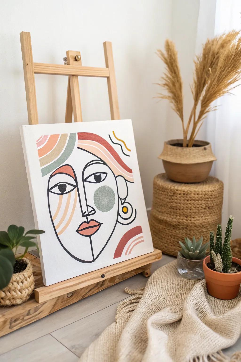 Discover the allure of abstract faces with a Scandinavian-Boho twist. Embrace the unexpected hues and emotions in art.