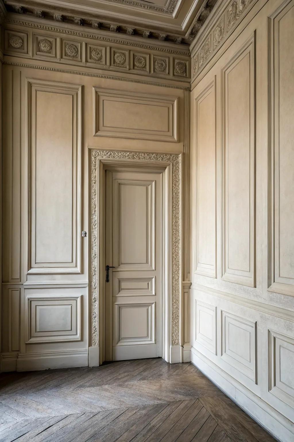 Seamless paneling makes doorways vanish elegantly.