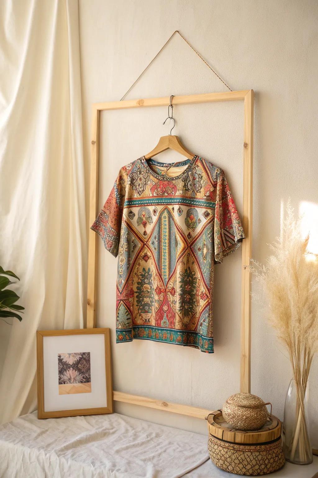 Transform your favorite t-shirts into stunning wall art and bring a touch of boho elegance to your minimalist space.