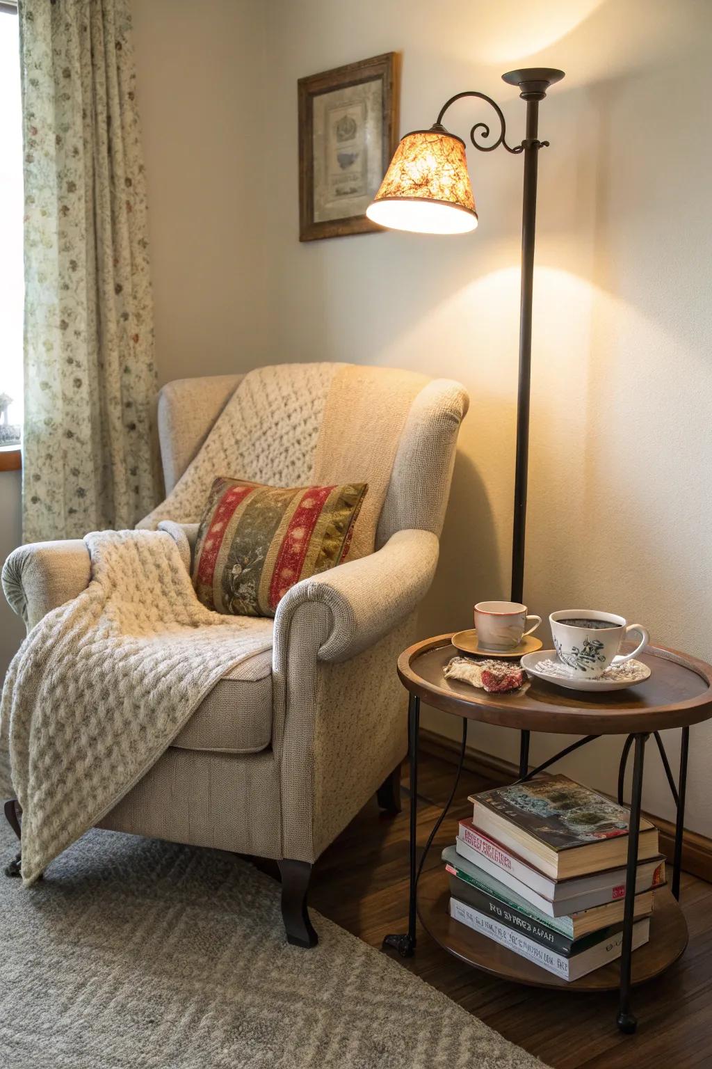 Create a tranquil reading nook in your upstairs living room.