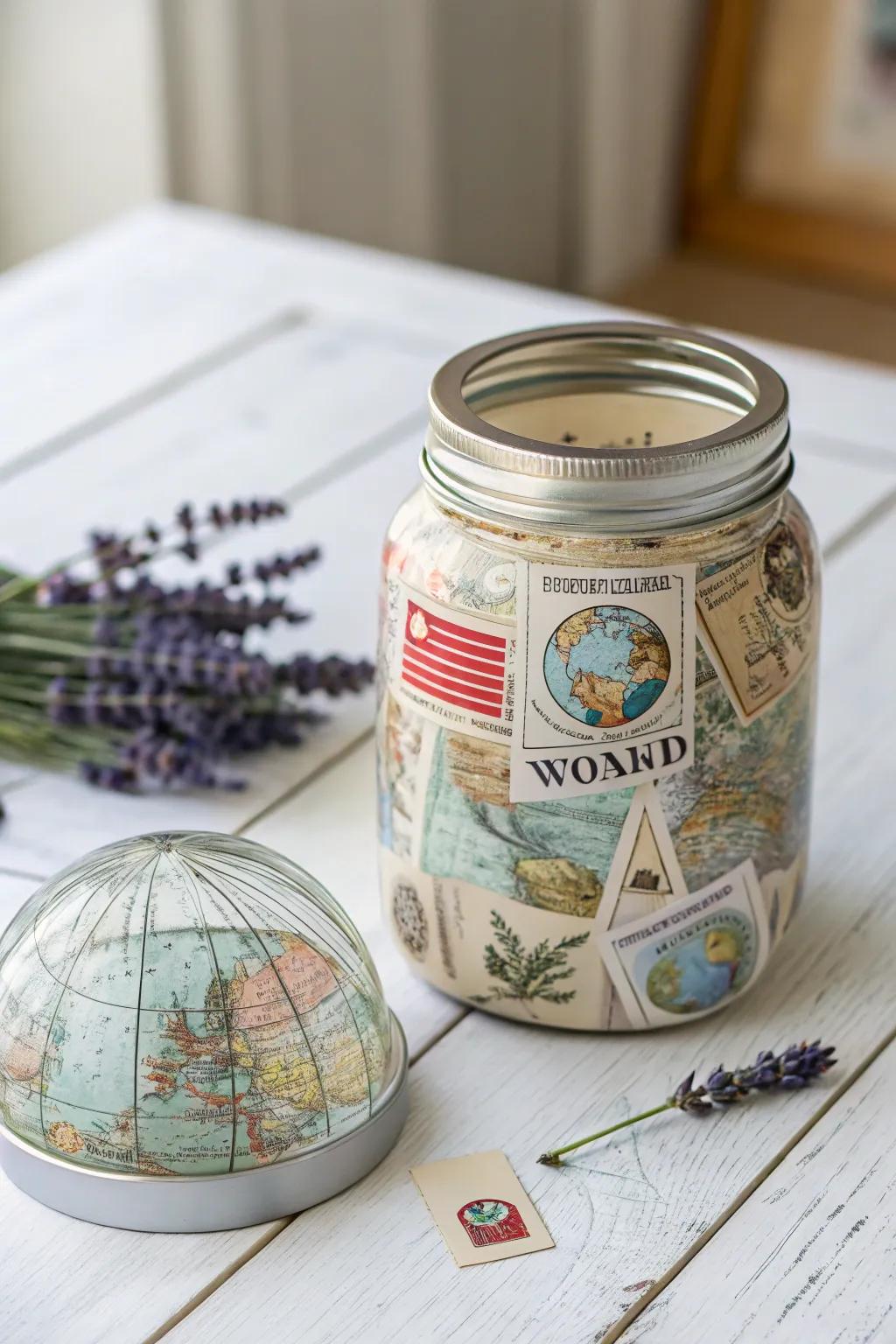 Turn your dreams into a reality with a chic and personalized vacation fund jar. 🌍✂️ #TravelGoals #DIYDecor