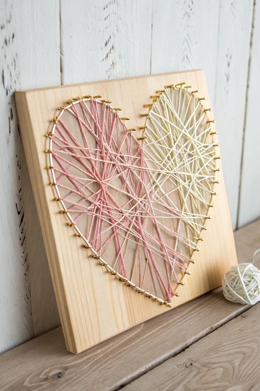 Crafted with love: A minimalist string art heart that adds a touch of elegance and warmth to any space. 🌿❤️